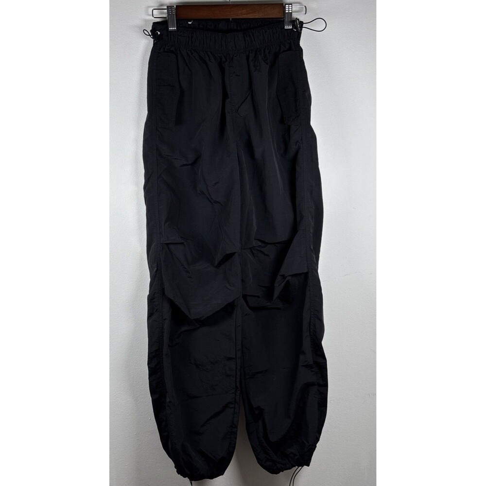Love Tree Black Parachute Cargo Pants Womens S Y2K Gorpcore 100% Nylon Utility - Picture 15 of 16